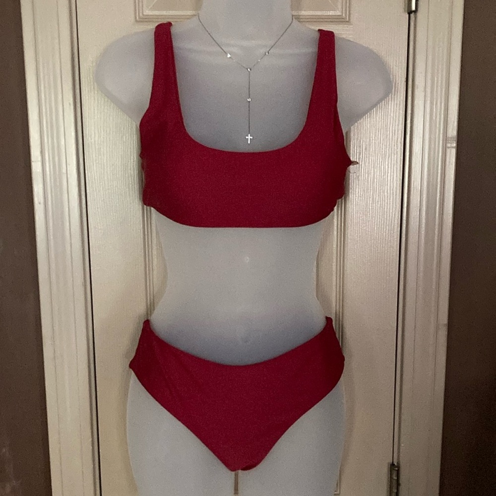 Deep, rich, dark red SHEIN bikini S EUC no rips or